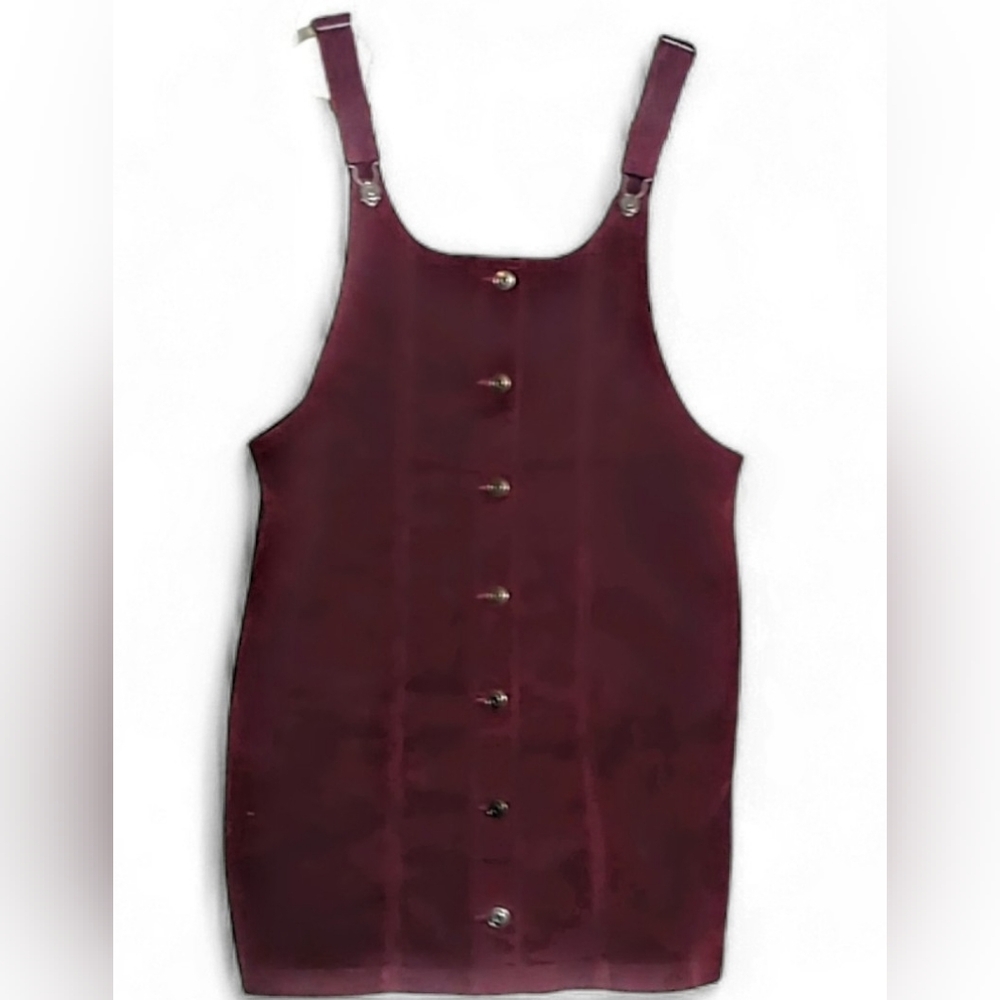 Maroon Cordorouy Overall Pinafore Button Up Mini Dress Farmcore Western Utility